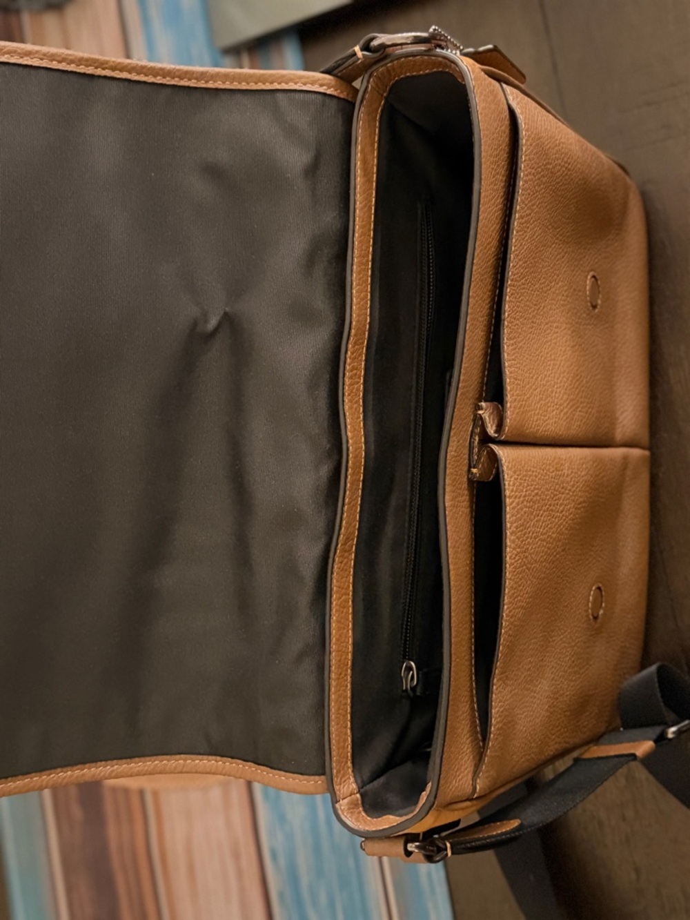 Coach Two-Tone Mustard and Brown Leather Messenger Bag - Picture 4 of 5